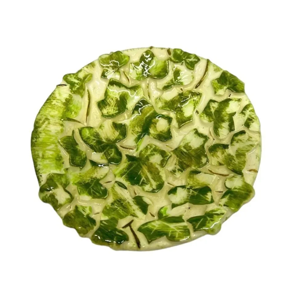 Handmade like green Ivy Pottery Plate